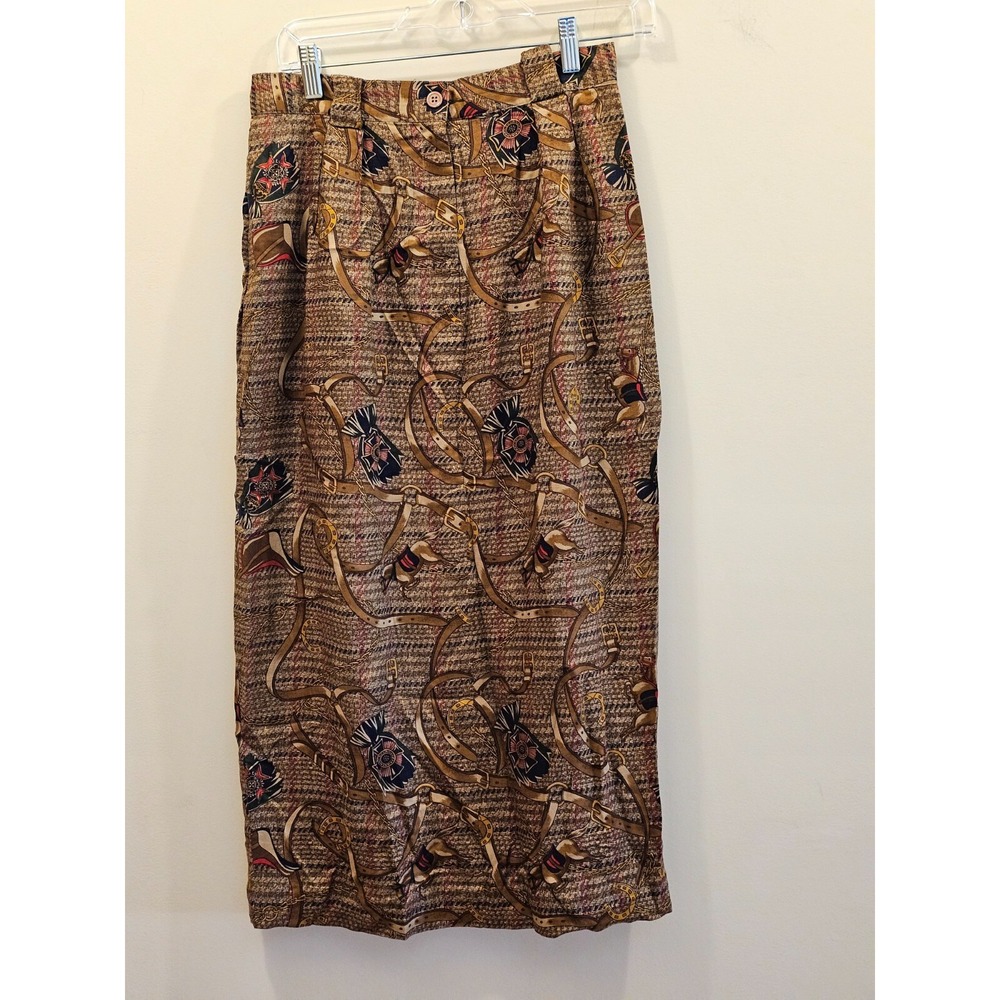 Women's Talbots Long Equestrian Bridle Chain Pleated Skirt Lined Size 8 Horse